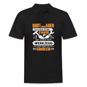 Bootesbauer Machen Keine Pause - Männer Poloshirt - Schwarz - Vorne - Kai (181cm)