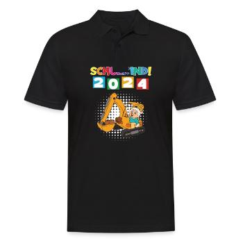 Schulkind 2024 Einschulung Schulanfang - Männer Poloshirt - Schwarz - Vorne - Kai (181cm)