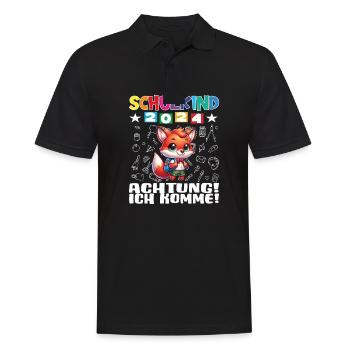 Schulkind 2024 Einschulung Schulanfang - Männer Poloshirt - Schwarz - Vorne - Kai (181cm)