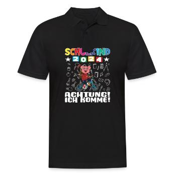 Schulkind 2024 Einschulung Schulanfang - Männer Poloshirt - Schwarz - Vorne - Kai (181cm)