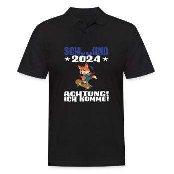 Schulkind 2024 Einschulung Schulanfang - Männer Poloshirt - Schwarz - Vorne - Kai (181cm)