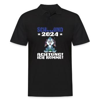 Schulkind 2024 Einschulung Schulanfang - Männer Poloshirt - Schwarz - Vorne - Kai (181cm)