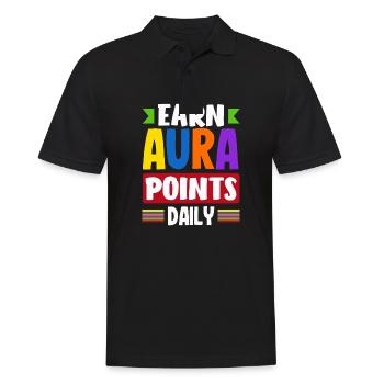 Earn Aura Points Daily Trendy Viral - Men's Polo Shirt - black - Front - Kai (181cm)
