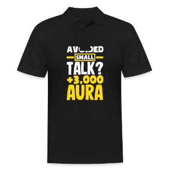 Avoided Small Talk? +3000 Aura - Männer Poloshirt - Schwarz - Vorne - Kai (181cm)
