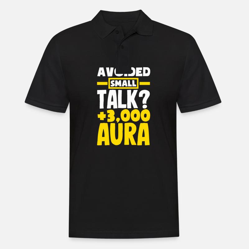 Avoided Small Talk? +3000 Aura - Männer Poloshirt - Schwarz