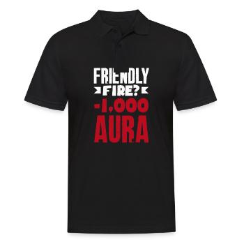 Friendly Fire? -1000 aura Gaming Gamer - Männer Poloshirt - Schwarz - Vorne - Kai (181cm)