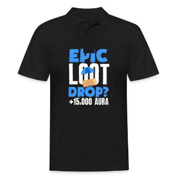 Epic Loot Drop? +15000 aura Gaming Gamer - Männer Poloshirt - Schwarz - Vorne - Kai (181cm)