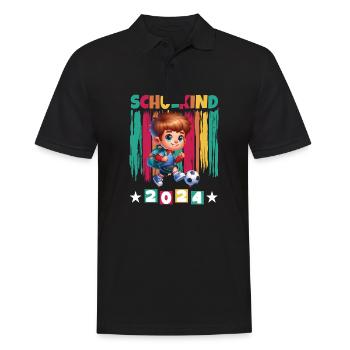 Einschulung Grundschüler Schulkind 2024 - Männer Poloshirt - Schwarz - Vorne - Kai (181cm)