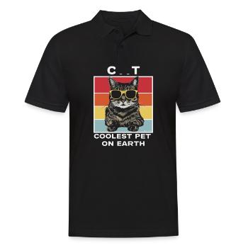 Cat Coolest Pet On Earth Retro Sunglasses Funny - Männer Poloshirt - Schwarz - Vorne - Kai (181cm)