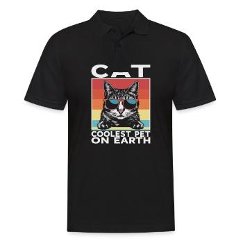 Cat Coolest Pet On Earth Retro Sunglasses Funny - Men's Polo Shirt - black - Front - Kai (181cm)