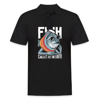 Fish Coolest Pet On Earth Retro Sunglasses Funny - Männer Poloshirt - Schwarz - Vorne - Kai (181cm)