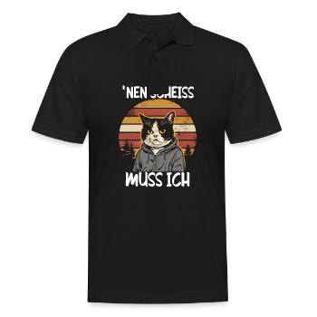 Funny cat saying: I have to give a shit - Men's Polo Shirt - black - Front - Kai (181cm)