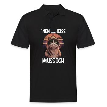 Funny cat saying: I have to give a shit - Men's Polo Shirt - black - Front - Kai (181cm)