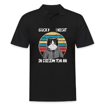 Lustiger Katzen Spruch Guck mich nicht in diesem - Männer Poloshirt - Schwarz - Vorne - Kai (181cm)