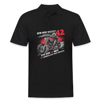 Ich bin nicht 42 Motorradfahrer Biker 42. - Männer Poloshirt - Schwarz - Vorne - Kai (181cm)