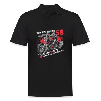 Ich bin nicht 58 Motorradfahrer Biker 58. - Männer Poloshirt - Schwarz - Vorne - Kai (181cm)