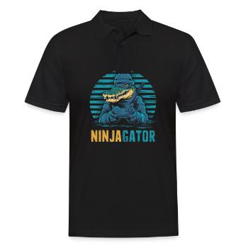 Ninja Alligator Gamer Fun Gaming Reptile Graphic - Men's Polo Shirt - black - Front - Kai (181cm)