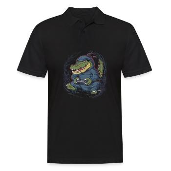 Ninja Alligator Gamer Fun Gaming Reptile Graphic - Men's Polo Shirt - black - Front - Kai (181cm)