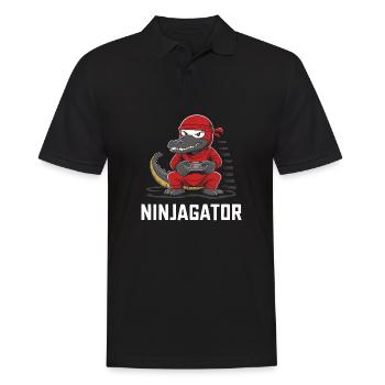 Ninja Alligator Gamer Fun Gaming Reptile Graphic - Men's Polo Shirt - black - Front - Kai (181cm)