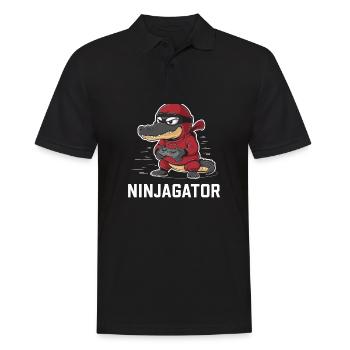 Ninja Alligator Gamer Fun Gaming Reptile Graphic - Men's Polo Shirt - black - Front - Kai (181cm)