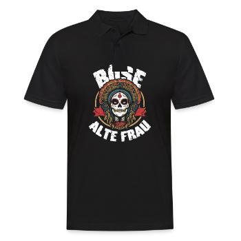 Motorrad Biker Lady Sarkasmus Böse alte Frau - Männer Poloshirt - Schwarz - Vorne - Kai (181cm)