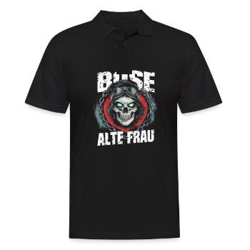 Motorrad Biker Lady Sarkasmus Böse alte Frau - Männer Poloshirt - Schwarz - Vorne - Kai (181cm)