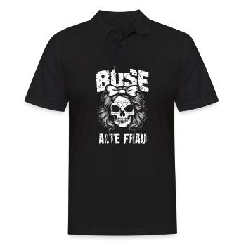 Motorrad Biker Lady Sarkasmus Böse alte Frau - Männer Poloshirt - Schwarz - Vorne - Kai (181cm)