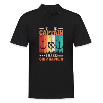 Ship Yacht Boat Vintage Captain - Men's Polo Shirt - black - Front - Kai (181cm)