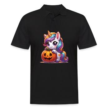 Halloween Licorne Citrouille d’Halloween - Polo Homme - noir - Devant - Kai (181cm)