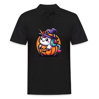 Halloween Licorne Citrouille d’Halloween - Polo Homme - noir - Devant - Kai (181cm)