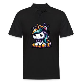 Halloween Licorne Citrouille d’Halloween - Polo Homme - noir - Devant - Kai (181cm)