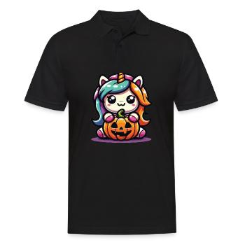 Halloween Licorne Citrouille d’Halloween - Polo Homme - noir - Devant - Kai (181cm)