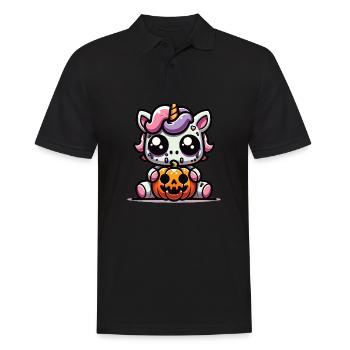 Halloween Licorne Citrouille d’Halloween - Polo Homme - noir - Devant - Kai (181cm)
