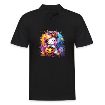 Halloween Licorne Citrouille d’Halloween - Polo Homme - noir - Devant - Kai (181cm)