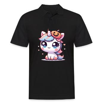 Halloween Licorne Citrouille d’Halloween - Polo Homme - noir - Devant - Kai (181cm)