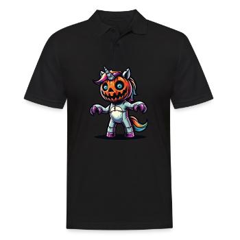 Halloween Licorne Citrouille d’Halloween - Polo Homme - noir - Devant - Kai (181cm)