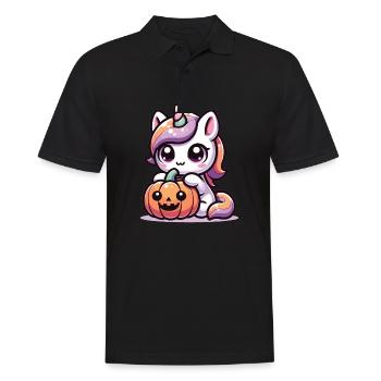 Halloween Licorne Citrouille d’Halloween - Polo Homme - noir - Devant - Kai (181cm)