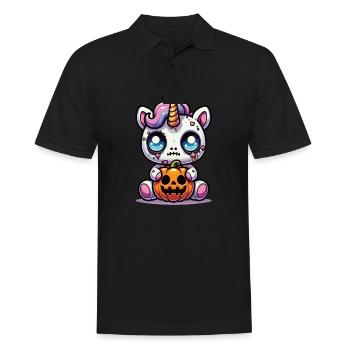Halloween Licorne Citrouille d’Halloween - Polo Homme - noir - Devant - Kai (181cm)