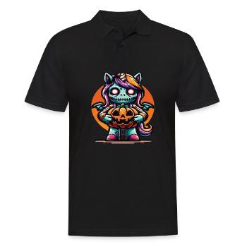 Halloween Licorne Citrouille d’Halloween - Polo Homme - noir - Devant - Kai (181cm)