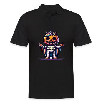 Halloween Licorne Citrouille d’Halloween - Polo Homme - noir - Devant - Kai (181cm)