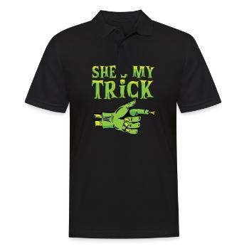 Halloween-Pärchen sie ist mein Trick feiern - Männer Poloshirt - Schwarz - Vorne - Kai (181cm)