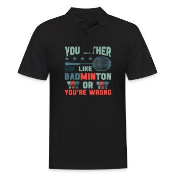 Badminton player funny shuttlecock sports quote - Men's Polo Shirt - black - Front - Kai (181cm)