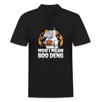 Funny Hippo Halloween Ghost Costume Boo Deng Pun - Men's Polo Shirt - black - Front - Kai (181cm)