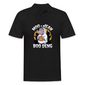 Funny Hippo Halloween Ghost Costume Boo Deng Pun - Men's Polo Shirt - black - Front - Kai (181cm)