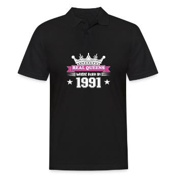 Real queens were born in 1991 Birthday - Men's Polo Shirt - black - Front - Kai (181cm)