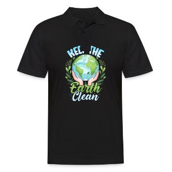 Tag der Erde: Halte die Erde sauber, 22. April, Tag der Erde - Männer Poloshirt - Schwarz - Vorne - Kai (181cm)