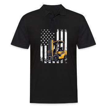 Patriotic Forklift operator usa flag design - Men's Polo Shirt - black - Front - Kai (181cm)