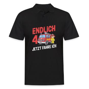 Finally 4 Now I'm driving the fire brigade - Men's Polo Shirt - black - Front - Kai (181cm)