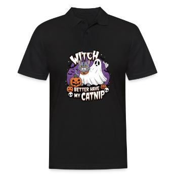 Halloween Cat Forget Candy Give Me A Cat - Men's Polo Shirt - black - Front - Kai (181cm)