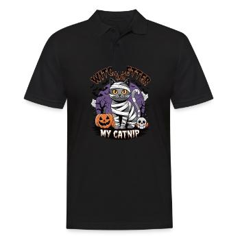 Halloween Cat Forget Candy Give Me A Cat - Männer Poloshirt - Schwarz - Vorne - Kai (181cm)